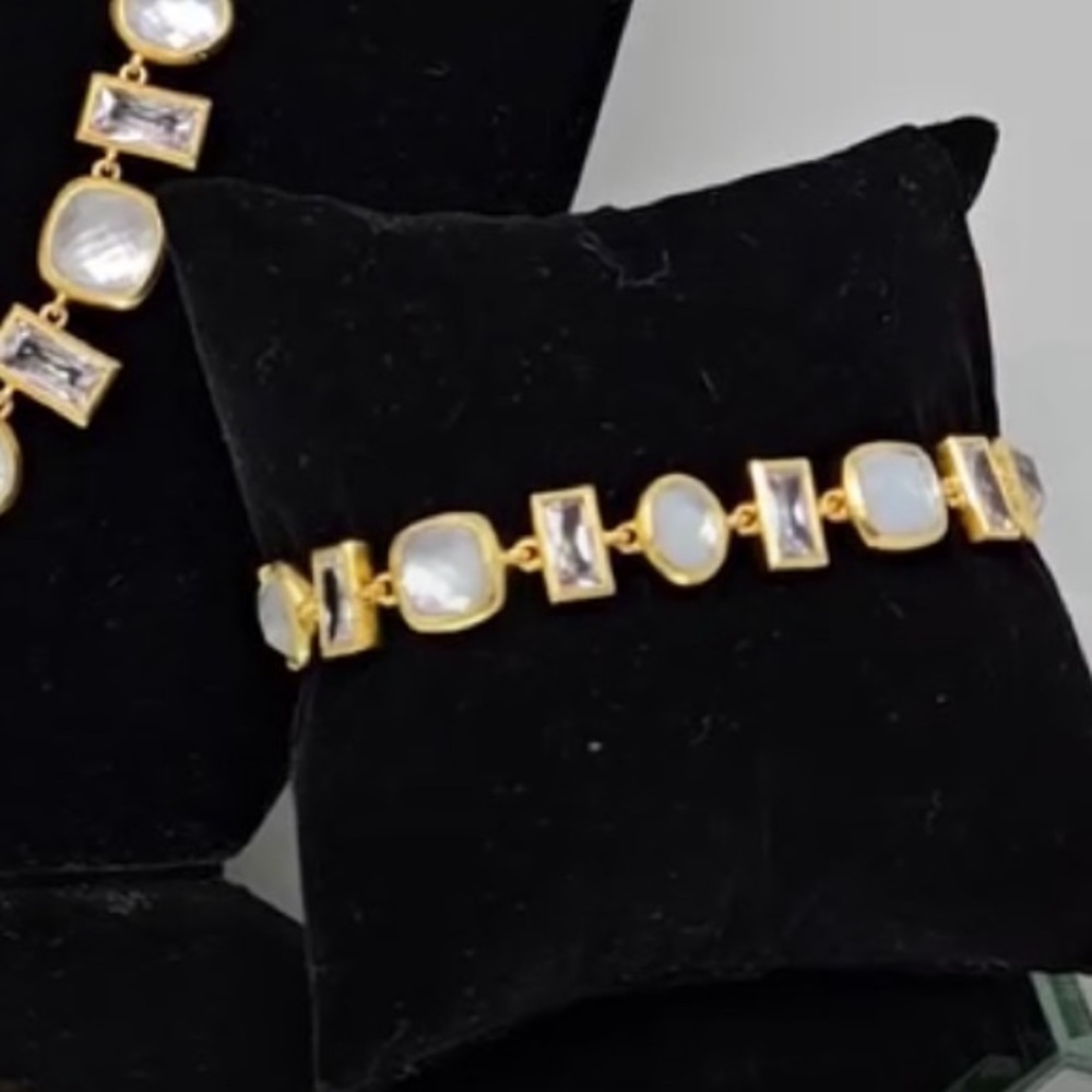 JULIE VOS® Antonia Tennis Bracelet Iridescent & Clear Bahamian Blue Stones - Picture 10 of 12